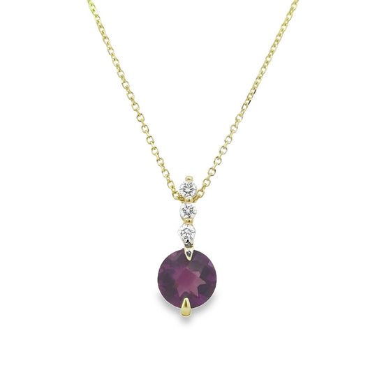 Mountz Collection Amethyst and Diamond Pendant Necklace in 14K Yellow Gold