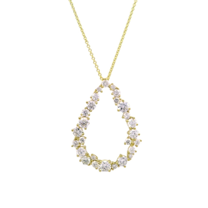 Mountz Collection Open Pear Shape Diamond Pendant Necklace in 14K Yellow Gold