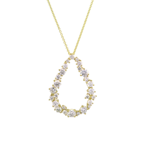 Mountz Collection Open Pear Shape Diamond Pendant Necklace in 14K Yellow Gold