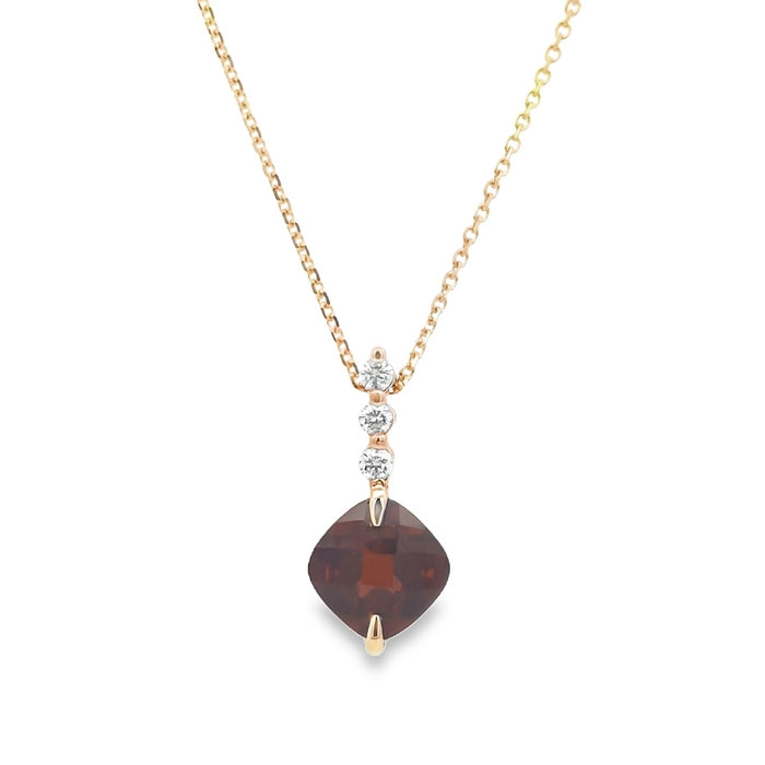 Mountz Collection Garnet and Diamond Pendant Necklace in 14K Yellow Gold