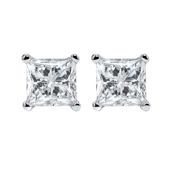 Mountz Collection .41CTW Princess Cut Stud Earrings in 14K White Gold