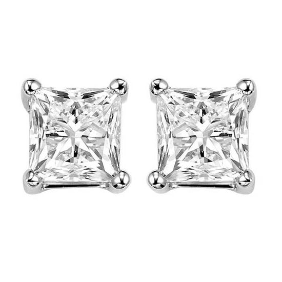 Mountz Collection 3/4CTW Princess Diamond Stud Earrings in 14K White Gold