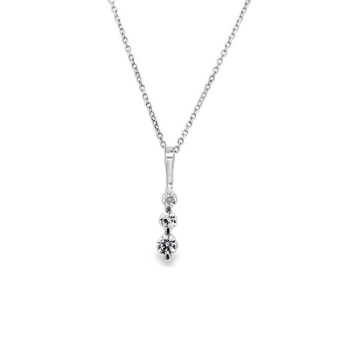 Mountz Collection Three Stone Diamond Pendant Necklace in 14K White Gold