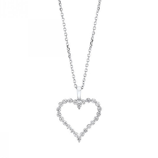 Mountz Collection 1/4CTW Single Prong Diamond Heart Pendant in 14K White Gold