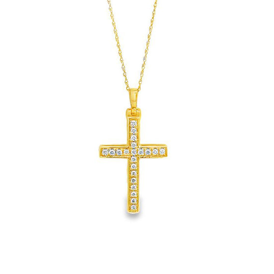 Mountz Collection Diamond Cross Pendant Necklace in 14K Yellow Gold