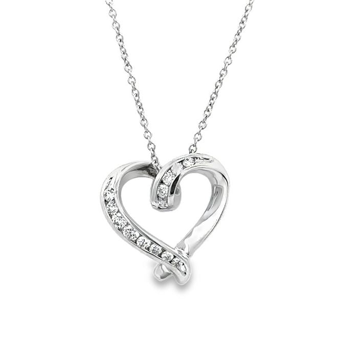 Mountz Collection Diamond Heart Pendant Necklace in 14K White Gold