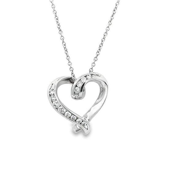 Mountz Collection Diamond Heart Pendant Necklace in 14K White Gold