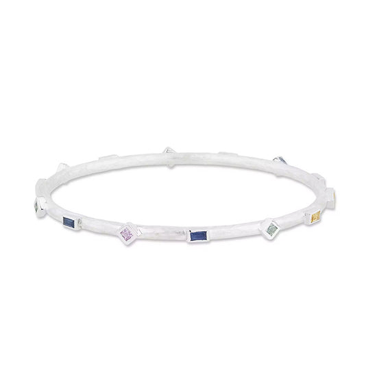 Lika Behar "Prismic" Multi-Colored Sapphire Bangle Bracelet in Sterling Silver