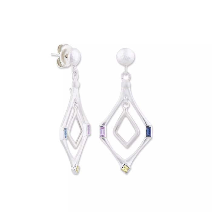 Lika Behar Prismic Multi-Sapphire Earrings in Sterling Silver