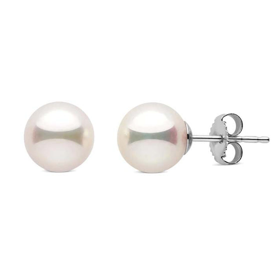 Mountz Collection 8.5MM Cultured Pearl Earrings with 14K White Gold Posts and Backs