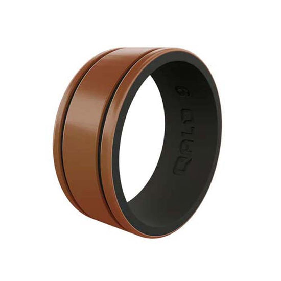 QALO Copper/Black Score Strata Mens Silicone Ring, Size 12