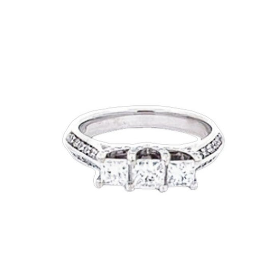 Estate 3-Princess Cut Diamond Engagement Ring in 14K White Gold