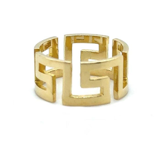 Estate Greek Key Open Design Ring in 14K Yellow Gold