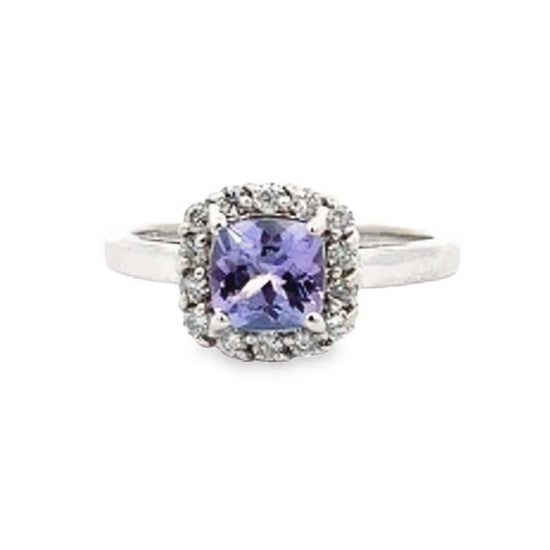 Estate Tanzanite and Diamond Ring in 14K White Gold