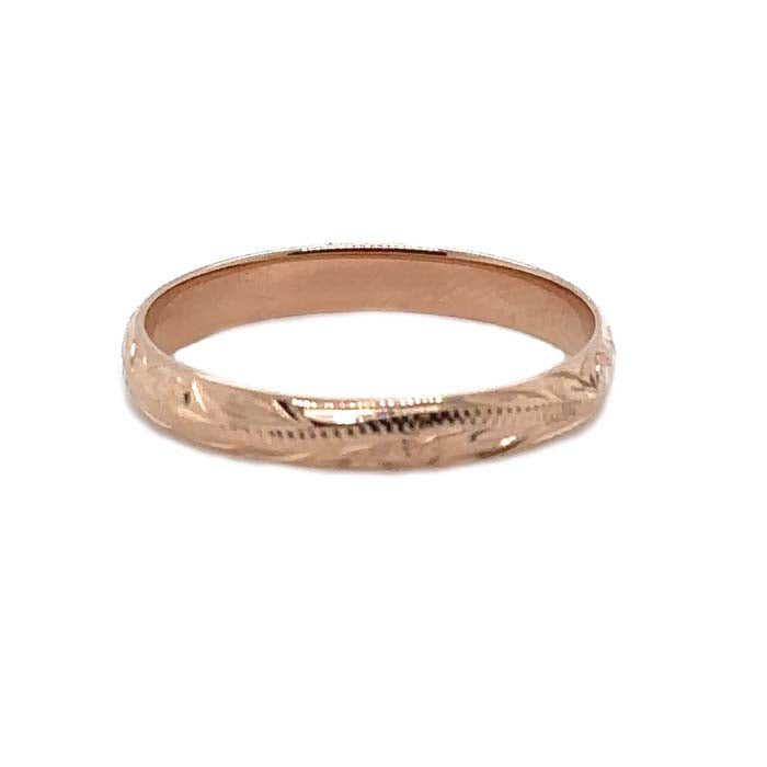 Estate Engraved Wedding Band in 14K Rose Gold