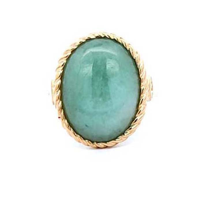 Estate Nephrite Jade Ring in 14K Yellow Gold