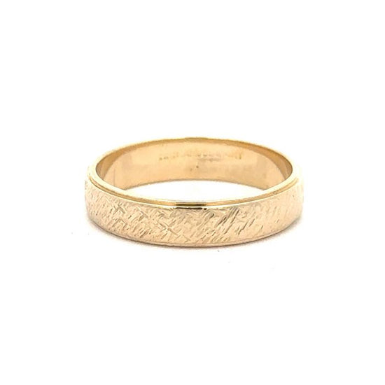 Estate 4MM Engraved Wedding Band in 14K Yellow Gold