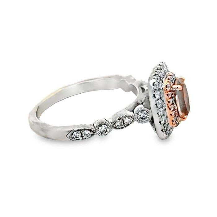 Estate Neil Lane Morganite and Diamond Double Halo Ring in 14K White Gold