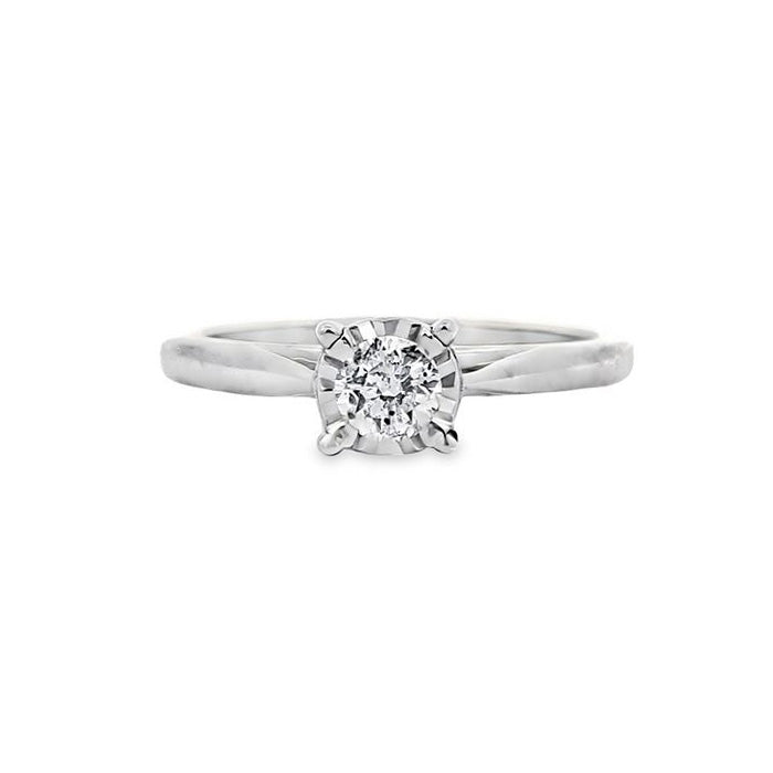 Estate Round Illusion Solitaire Engagement Ring in 14K White Gold