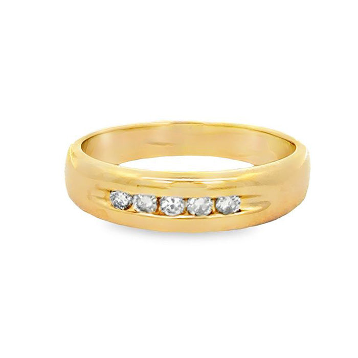 Estate .20CTW 5-Stone Diamond Channel Set Band in 14K Yellow Gold