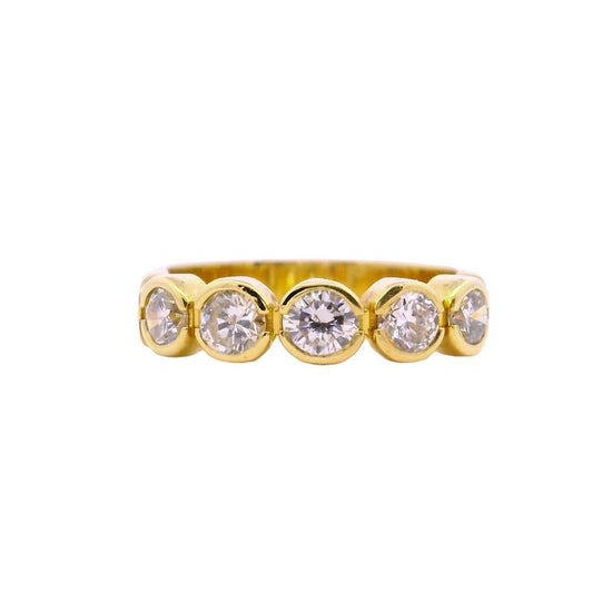 Estate Five Stone Bezel Set Ring in 14K Yellow Gold