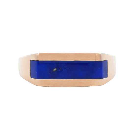 Estate Lapis Lazuli Flat Top Ring in 14K Yellow Gold