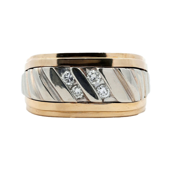 Estate Diamond Flat Top Ring in 14K Gold