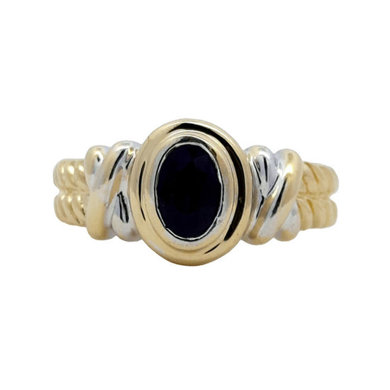 Estate Oval Blue Sapphire Ring in 14K Gold