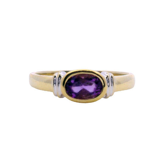 Estate Amethyst Bezel Set Ring in 14K Gold