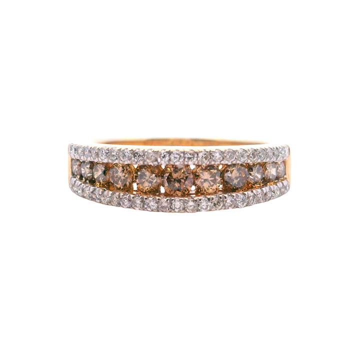 Estate Brown and White Diamond Channel Set Band in 14K Yellow Gold