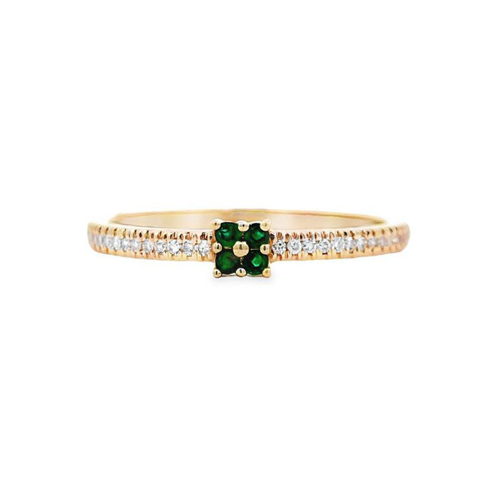 Mountz Collection Emerald Accent Pavé Ring in 14K Yellow Gold