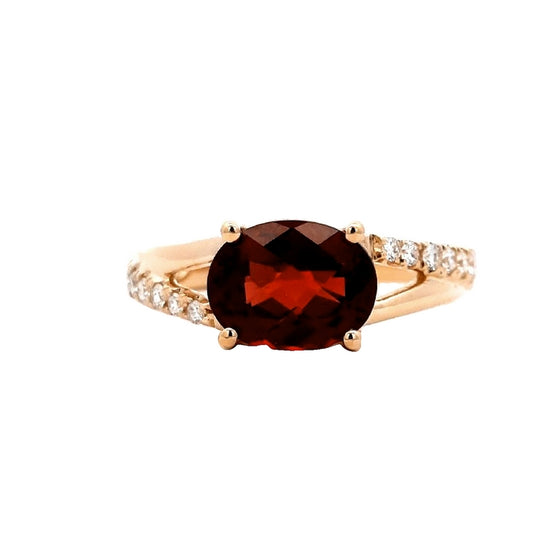 Mountz Collection Garnet and Diamond Ring in 14K Yellow Gold