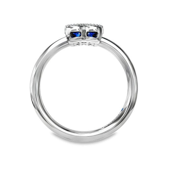 Fana Magnolia Milgrain Sapphire Ring in 14K White Gold