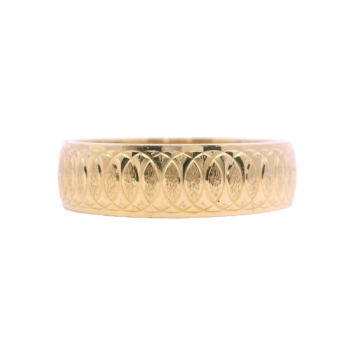 Estate 6MM Engraved Wedding Band in 14K Yellow Gold