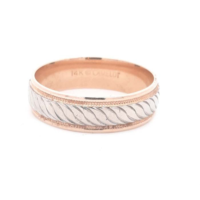 Estate Wedding Band in 14K White and Yellow Gold