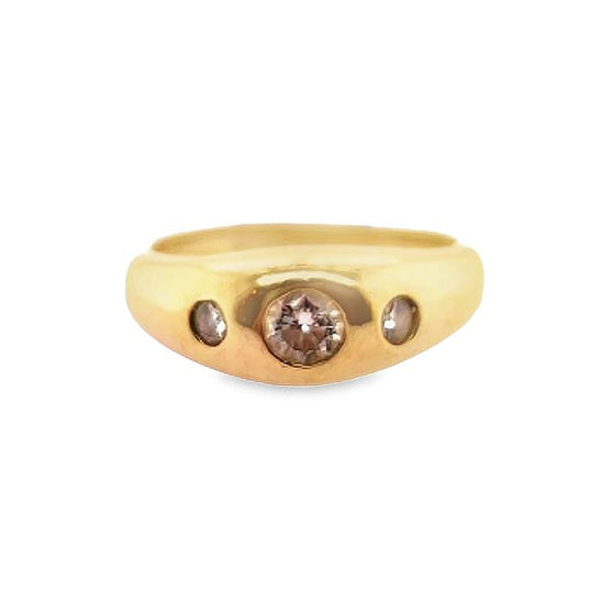 Estate 3 Stone Domed Diamond Ring in 14K Yellow Gold