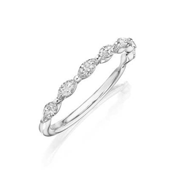 Henri Daussi .Marquise East/West Diamond Band in 14K White Gold