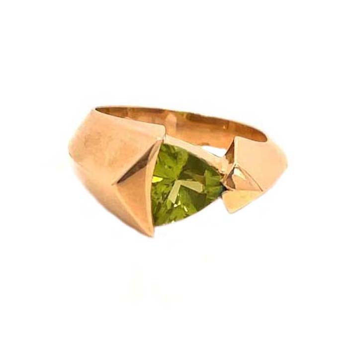 Estate John Atencio Peridot Ring in 14K Yellow Gold