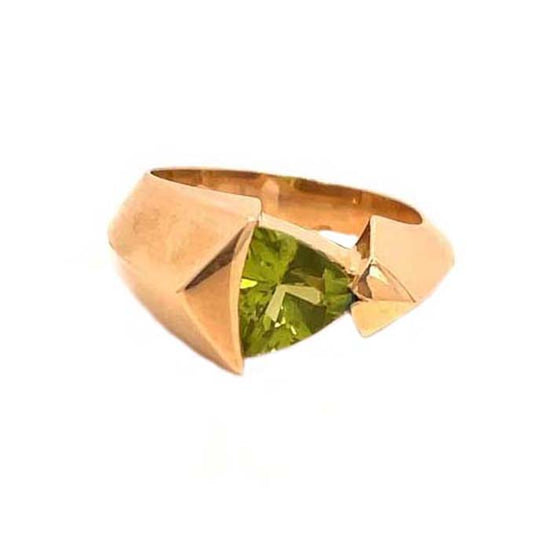 Estate John Atencio Peridot Ring in 14K Yellow Gold