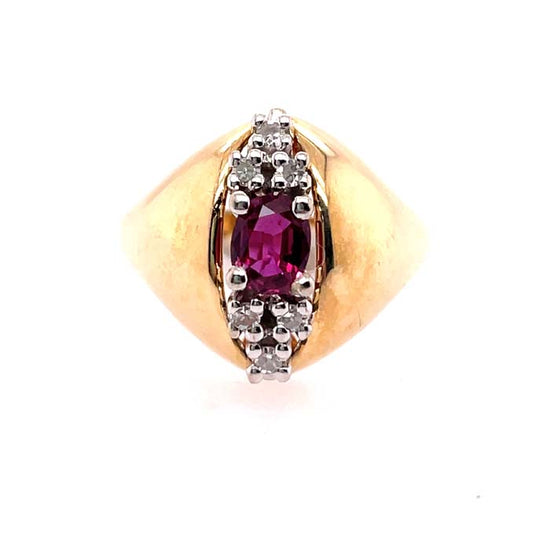 Estate Pink Tourmaline and Diamond RIng in 14K Yellow Gold