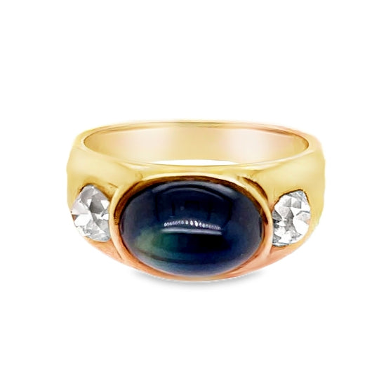 Estate Sapphire and Diamond Ring in 14K Yellow Gold