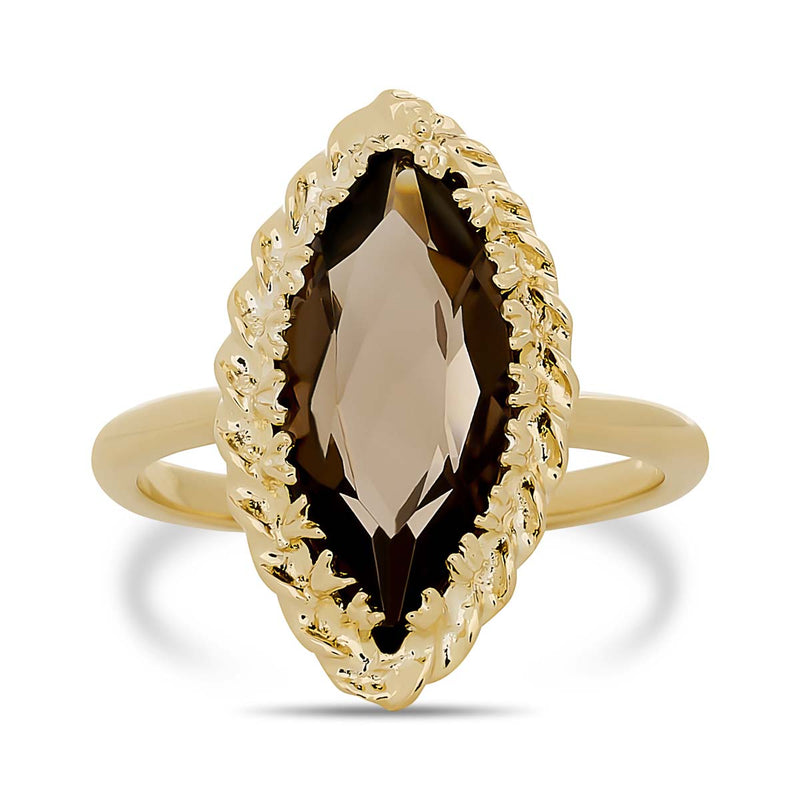 Estate Smoky Quartz Ring in 14K Yellow Gold