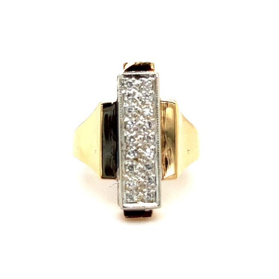 Estate Diamond Bar Ring in 18K Yellow Gold