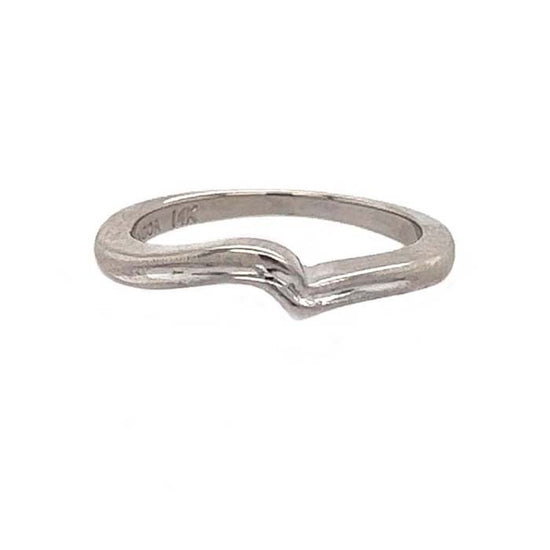 Estate Contour Curved Wedding Band in 14K White Gold