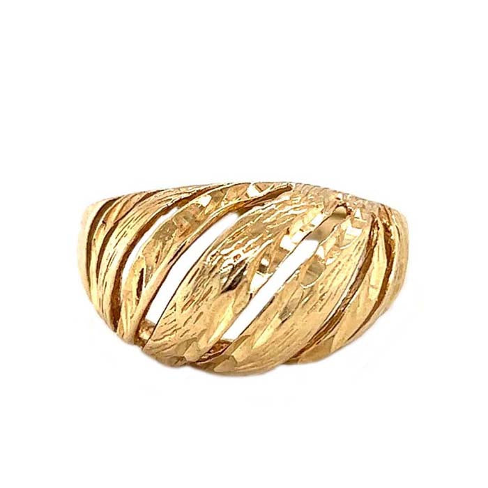 Estate Domed Ribbed Fashion RIng in 14K Yellow Gold