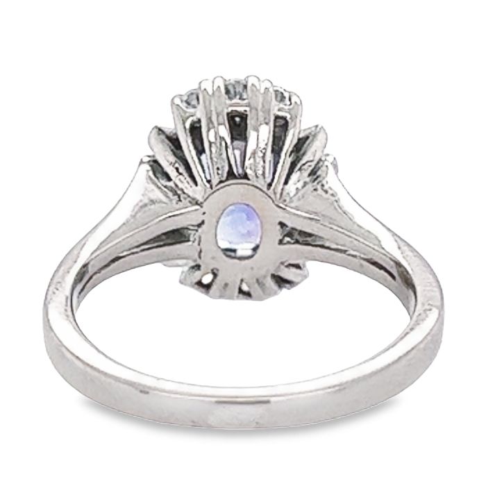 Estate Tanzanite and Diamond Ring in 14K White Gold