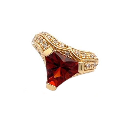 Estate Citrine and Diamond Ring in 18K Yellow Gold