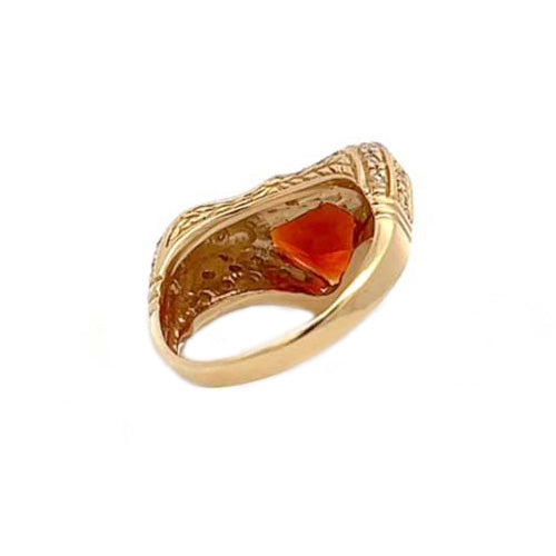 Estate Citrine and Diamond Ring in 18K Yellow Gold