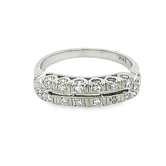 Estate .14CTW Single Cut Diamond 2-Row Band in 14K White Gold