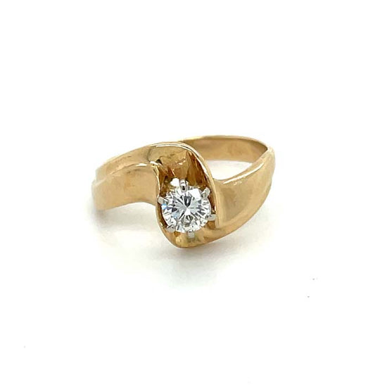 Estate Diamond Double Swirl Ring in 14K Yellow Gold